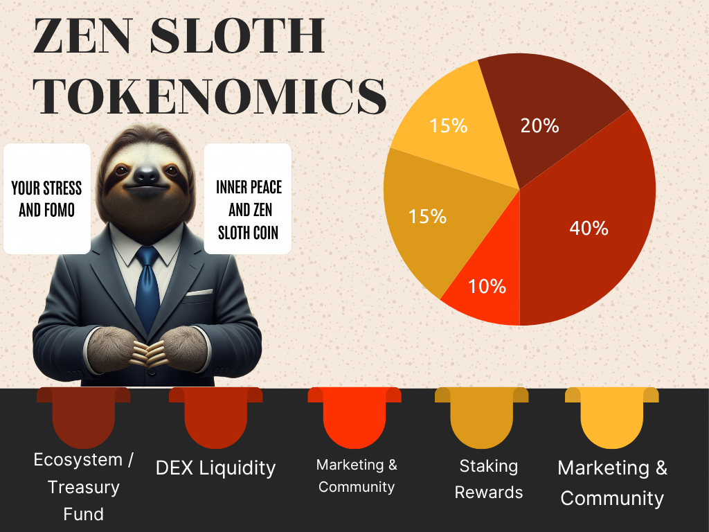 Zen Sloth Tokenomics Infographic